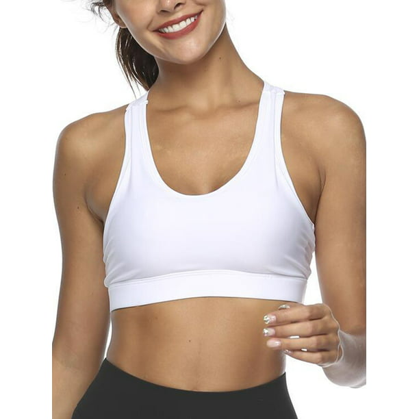 Women's Seamless Racerback Caged Fitness Padded Yoga Sports Bra Workout Crop Top 